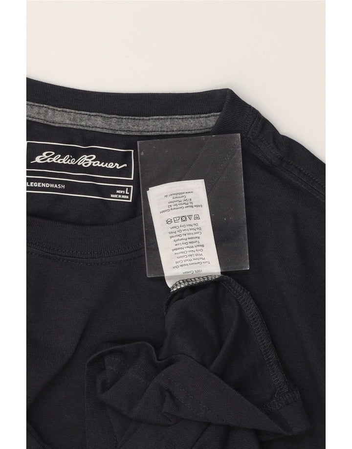 EDDIE BAUER Mens T-Shirt Top Large Navy Blue Cotton Vintage Eddie Bauer and Second-Hand Eddie Bauer from Messina Hembry 