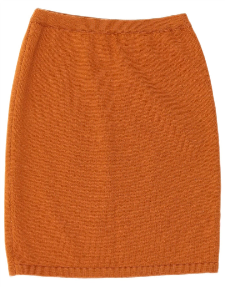 VINTAGE ženski pleteni dvodijelni komplet suknji UK 14 Srednje W28 Smeđi geometrijski