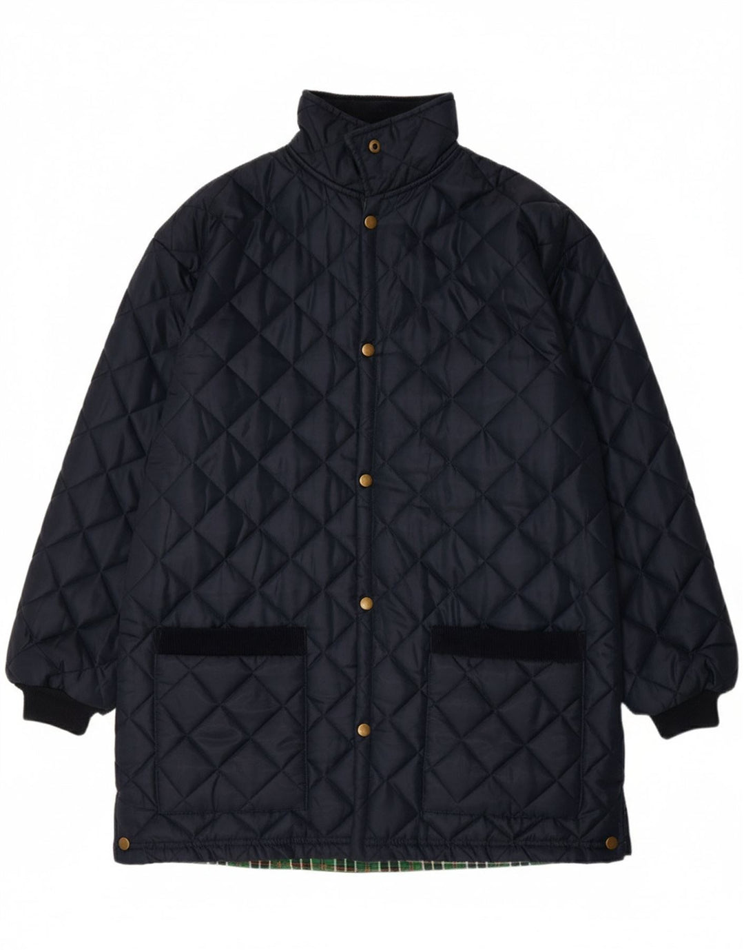 VINTAGE Mens Quilted Jacket UK 38 Medium Navy Blue Polyamide