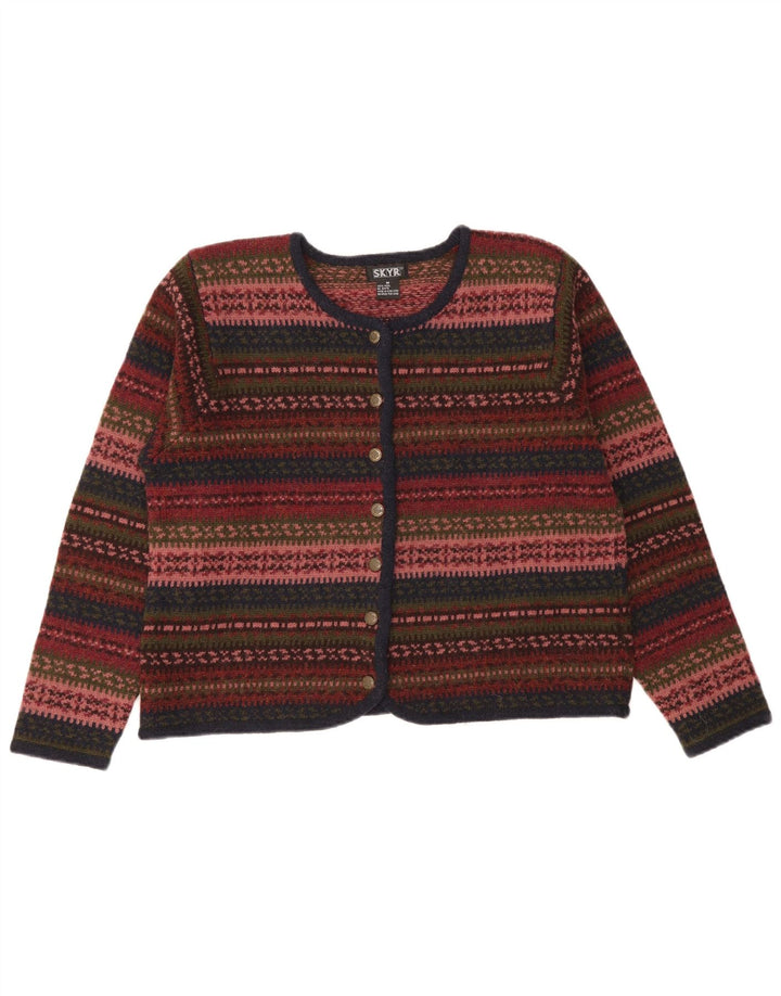 Vintage ženski kardigan džemper UK 14 srednje raznobojna Fair Isle vuna