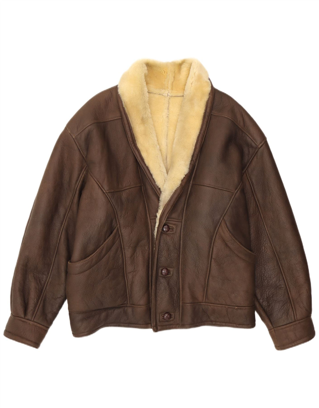 Vintage muška jakna s ovčicama IT 52 XL Smeđe ovčice