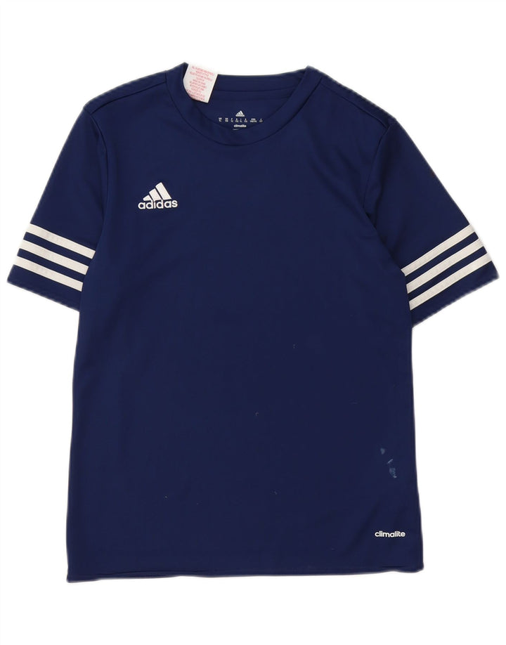 Adidas Boys Climalite T-Shirt Top 11-12 Years Large Navy Blue Poliester