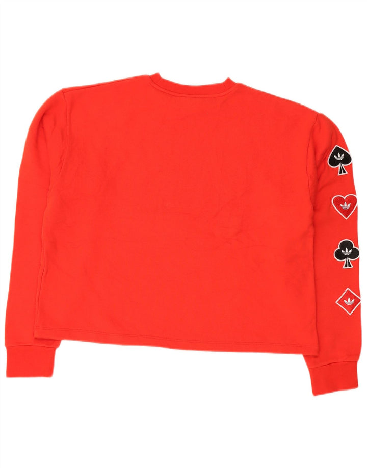Adidas ženski kratki grafički džemper UK 16 veliki crveni pamuk