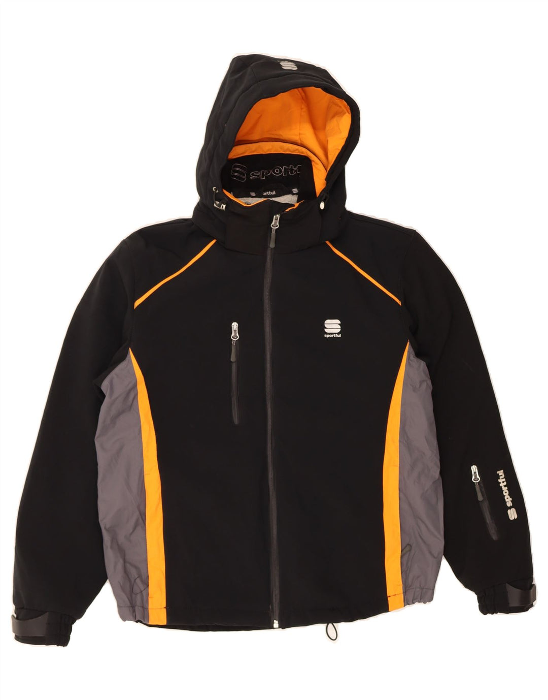 SPORTFUL Mens Graphic Windbreaker Jacket IT 46 Small Navy Blue Colourblock Vintage Sportful and Second-Hand Sportful from Messina Hembry 