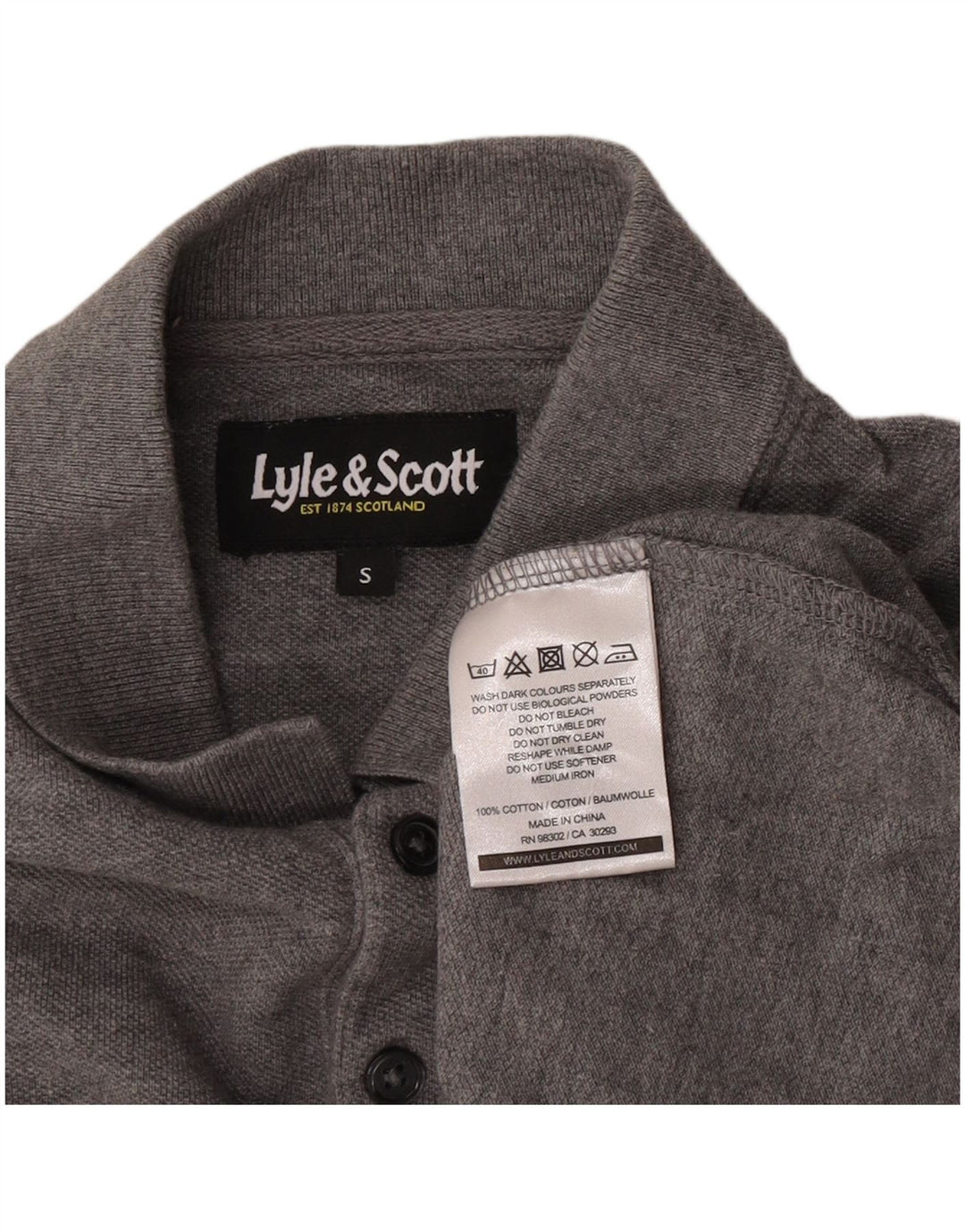Lyle & Scott muška polo majica dugih rukava Mala siva pamučna