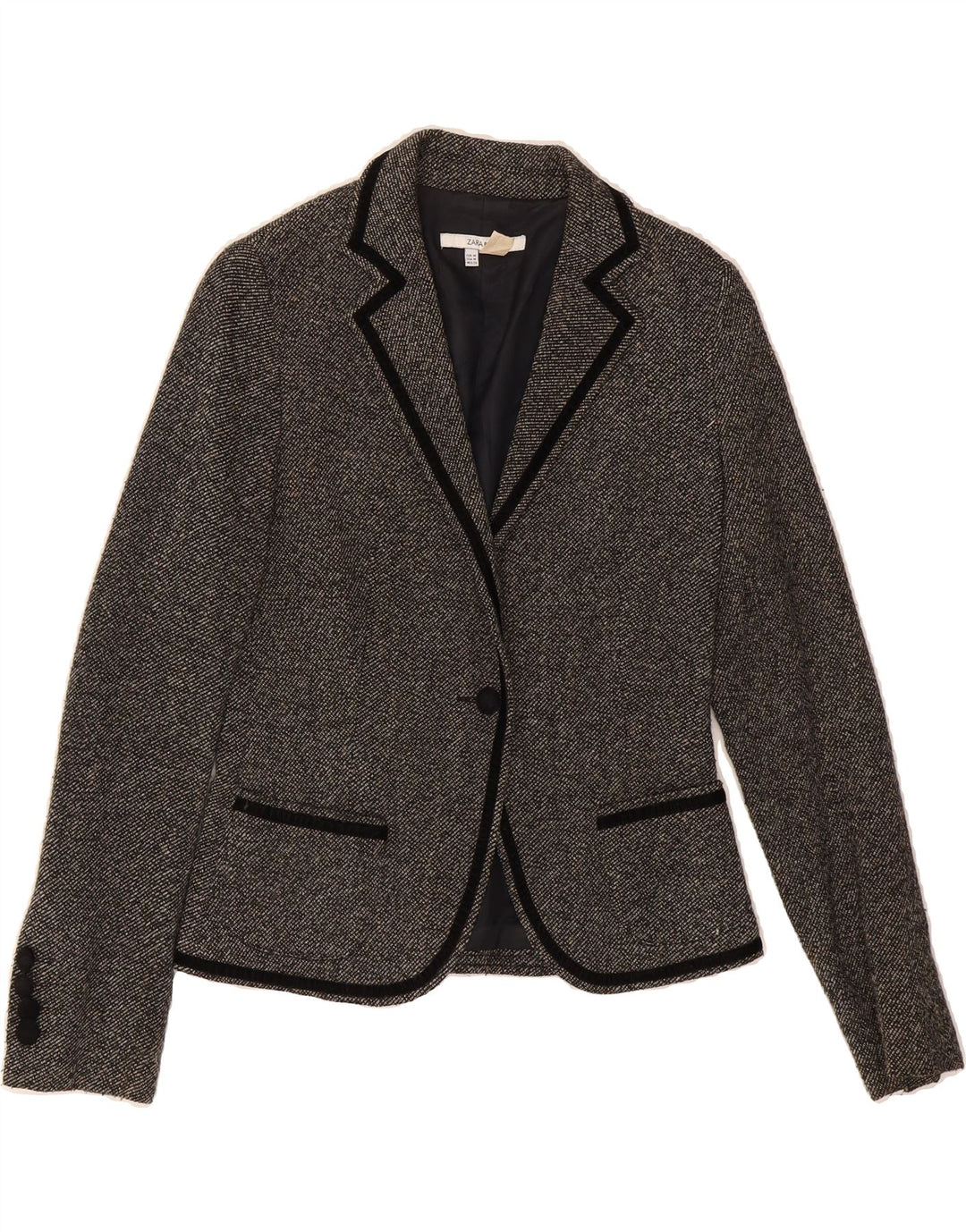 ZARA Womens 1 Button Blazer Jacket UK 12 Medium Grey Rayon Vintage Zara and Second-Hand Zara from Messina Hembry 