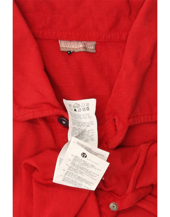 NAPAPIJRI Mens Polo Shirt Medium Red Cotton