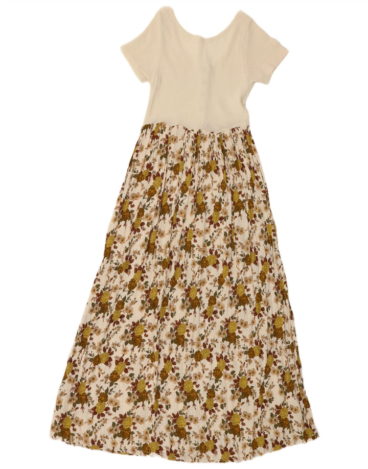 VINTAGE ženska maksi haljina UK 4 XS Off bijela cvjetna