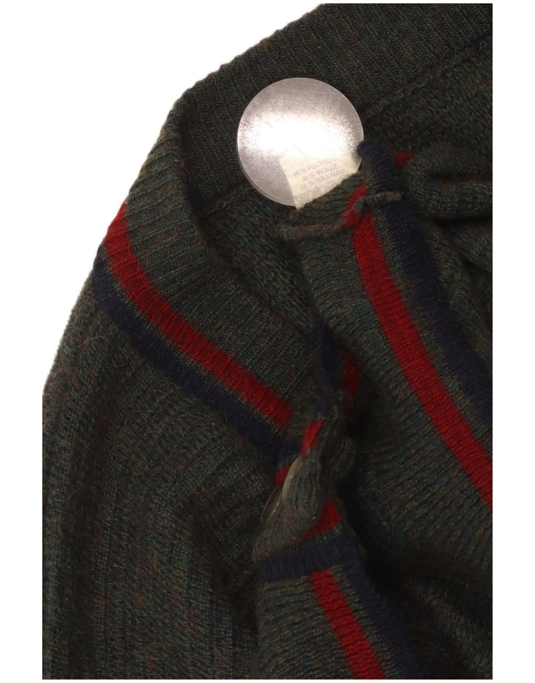 VINTAGE muški kardigan pulover IT 54/56 XL Zeleni pjegavi poliakril