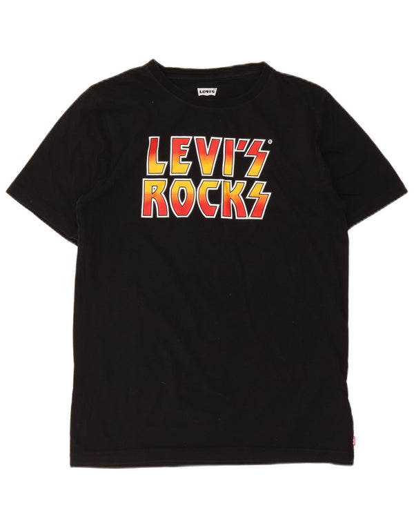 Gornja majica kratkih rukava Levi's Boys s grafičkim motivima 15-16 godina Black Cotton Rock