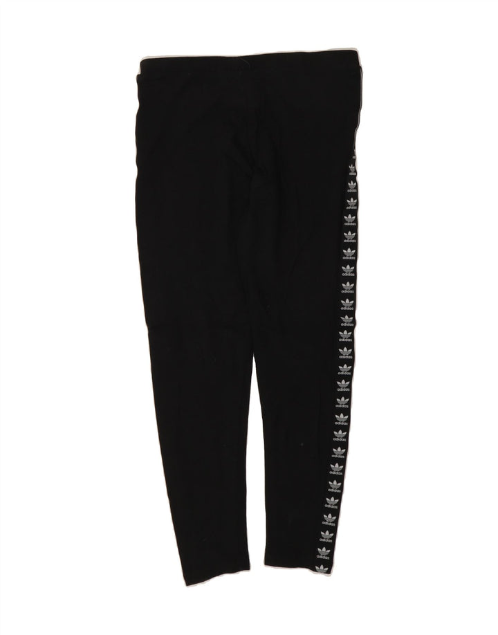 ADIDAS Womens Graphic Leggings UK 14 Medium Black Cotton Vintage Adidas and Second-Hand Adidas from Messina Hembry 