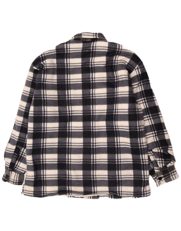 Vintage muška Sherpa flanelska jakna UK 46 3XL tamnoplavi karirani pamuk