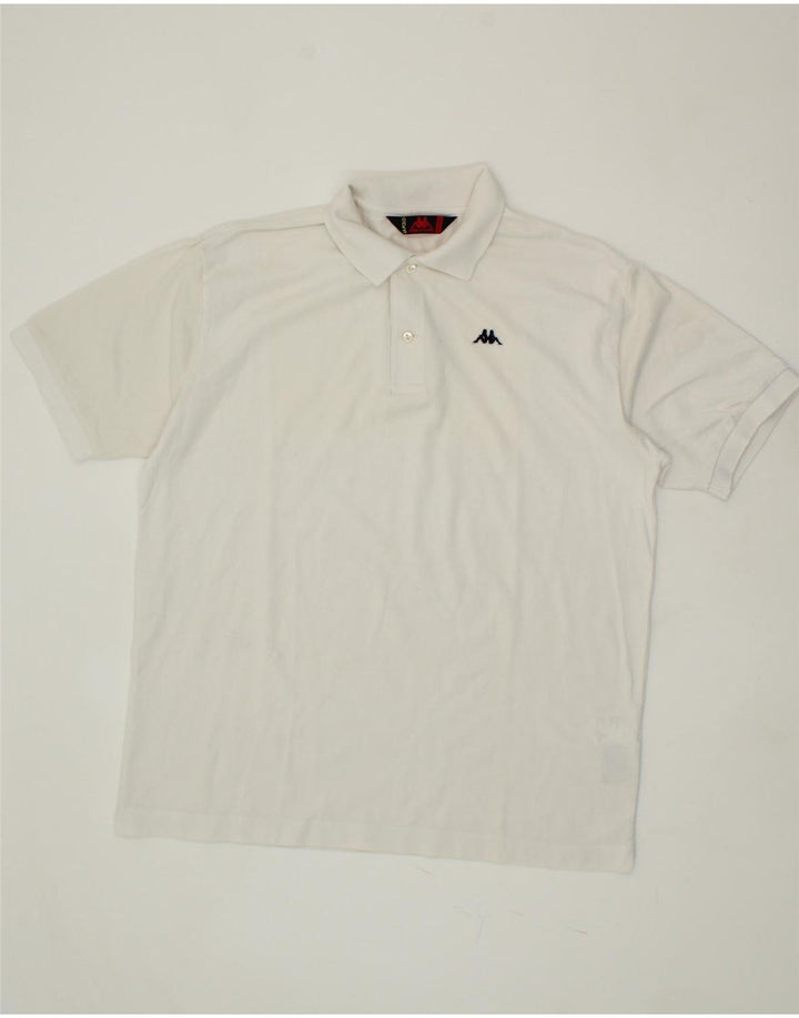 KAPPA Mens Polo Shirt XL White Cotton Vintage Kappa and Second-Hand Kappa from Messina Hembry 