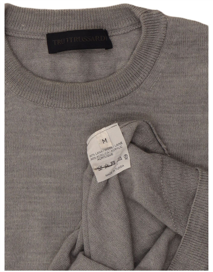 Trussardi muški džemper s okruglim izrezom srednje sive vune