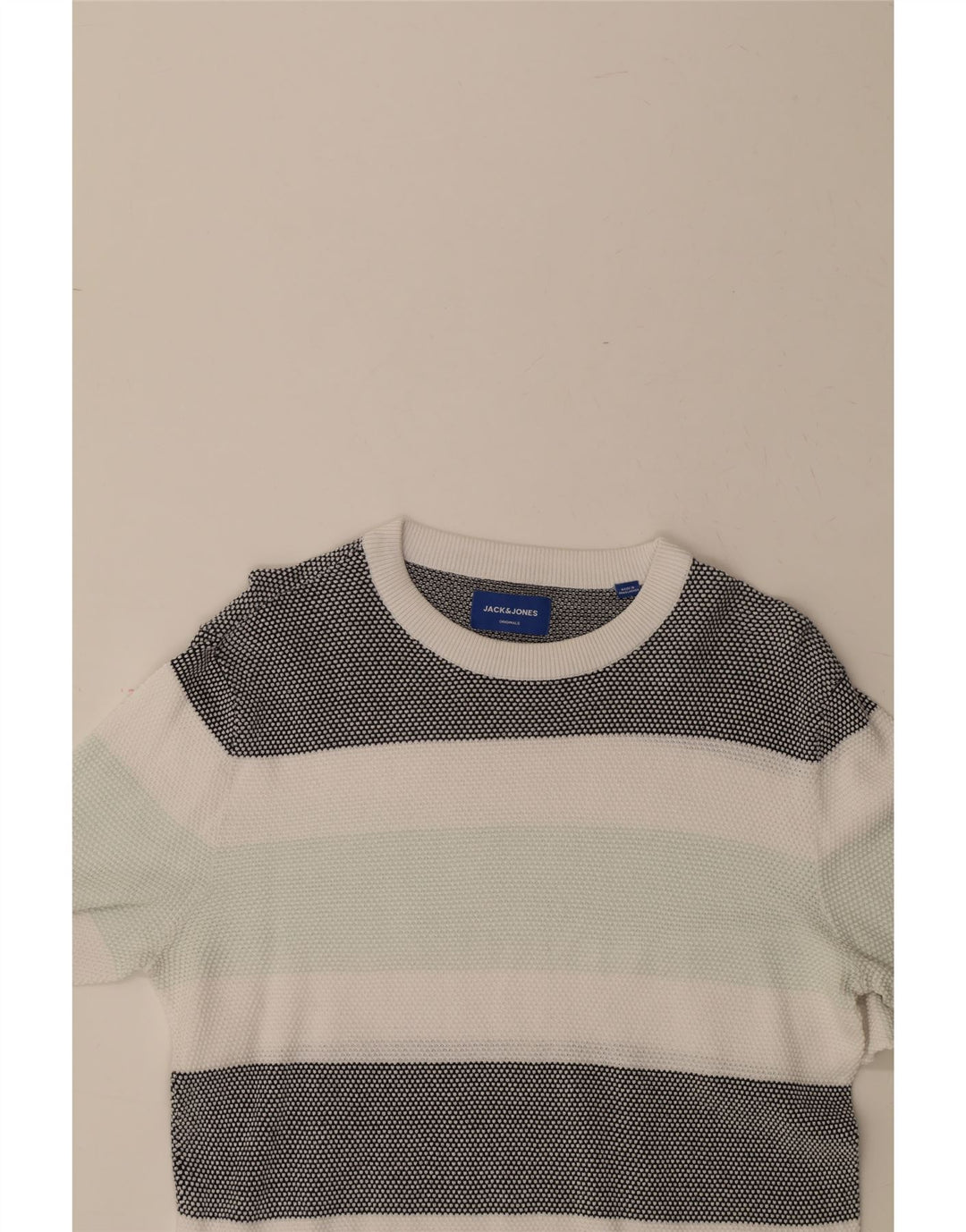 JACK & JONES Mens Crew Neck Jumper Sweater Small Multicoloured Striped Vintage Jack & Jones and Second-Hand Jack & Jones from Messina Hembry 