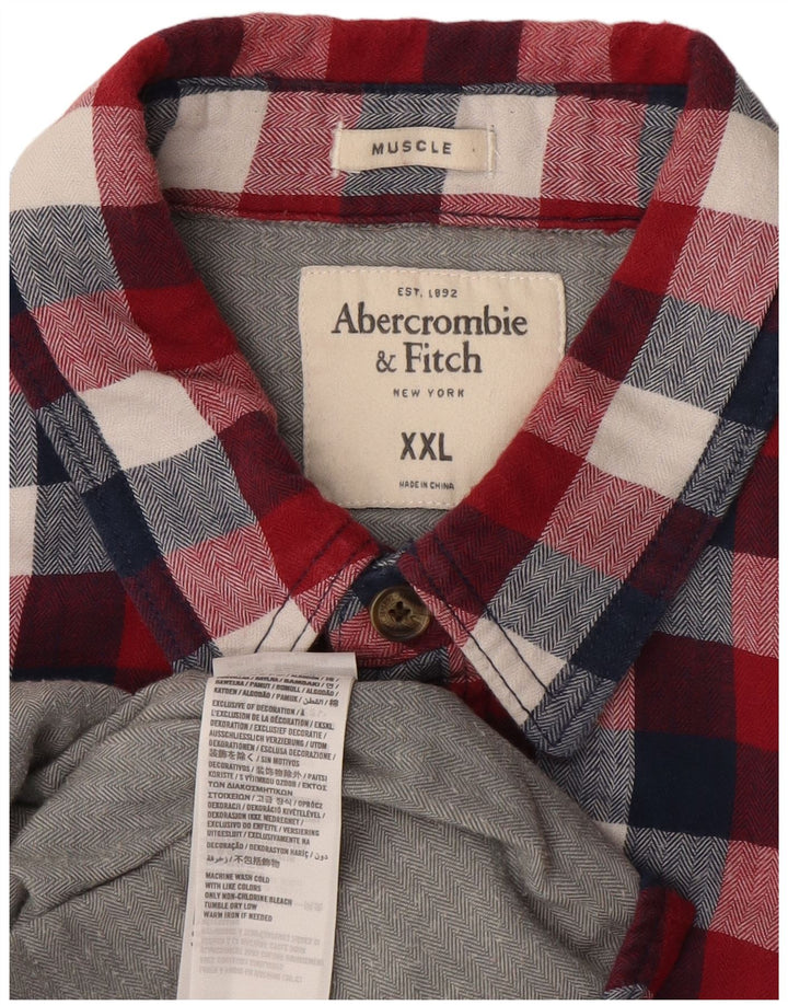 ABERCROMBIE & FITCH Muška Muscle Flanel košulja 2XL crveni karirani pamuk