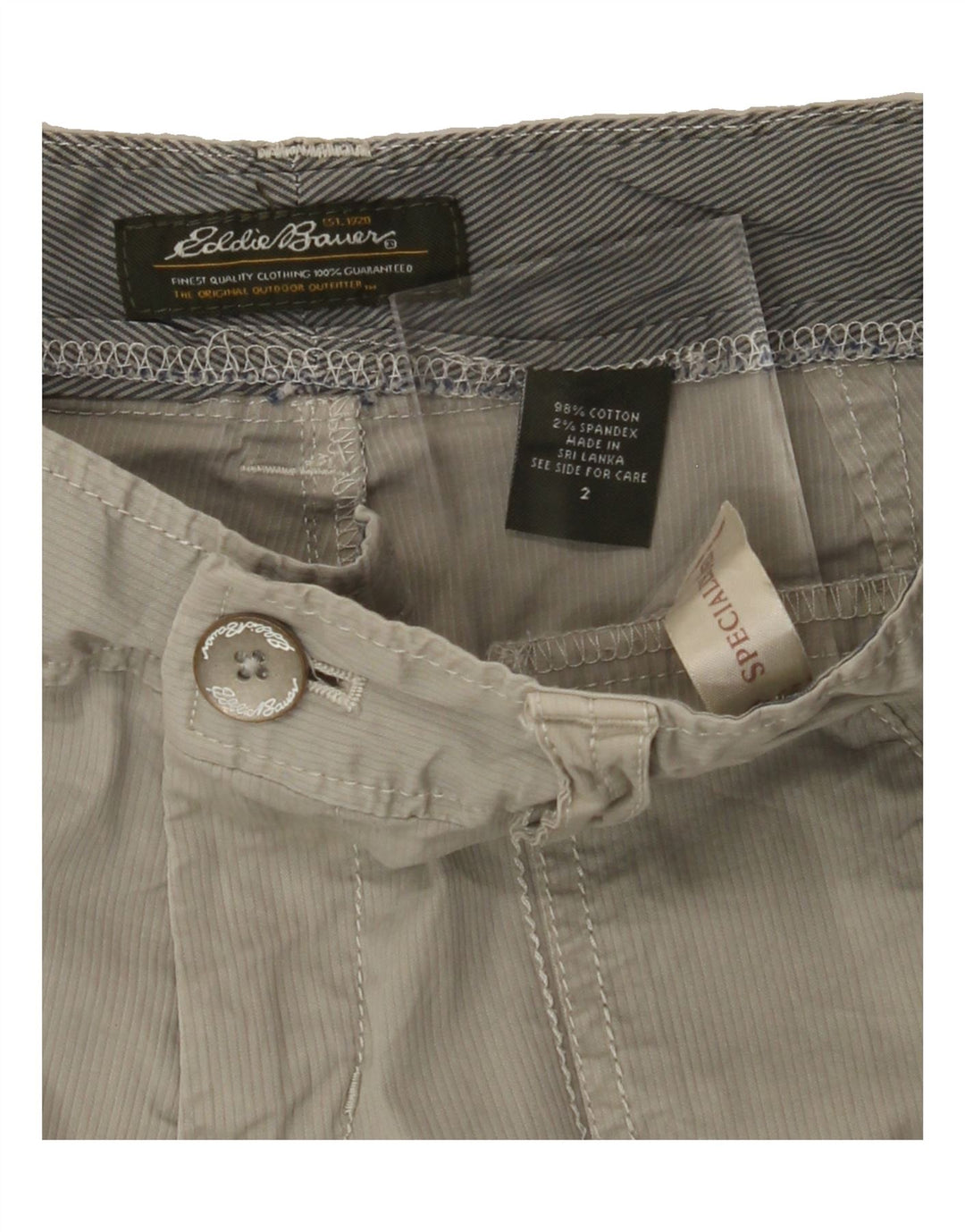 EDDIE BAUER Womens Capri Trousers US 2 XS W28 L18 Grey Pinstripe Cotton Vintage Eddie Bauer and Second-Hand Eddie Bauer from Messina Hembry 