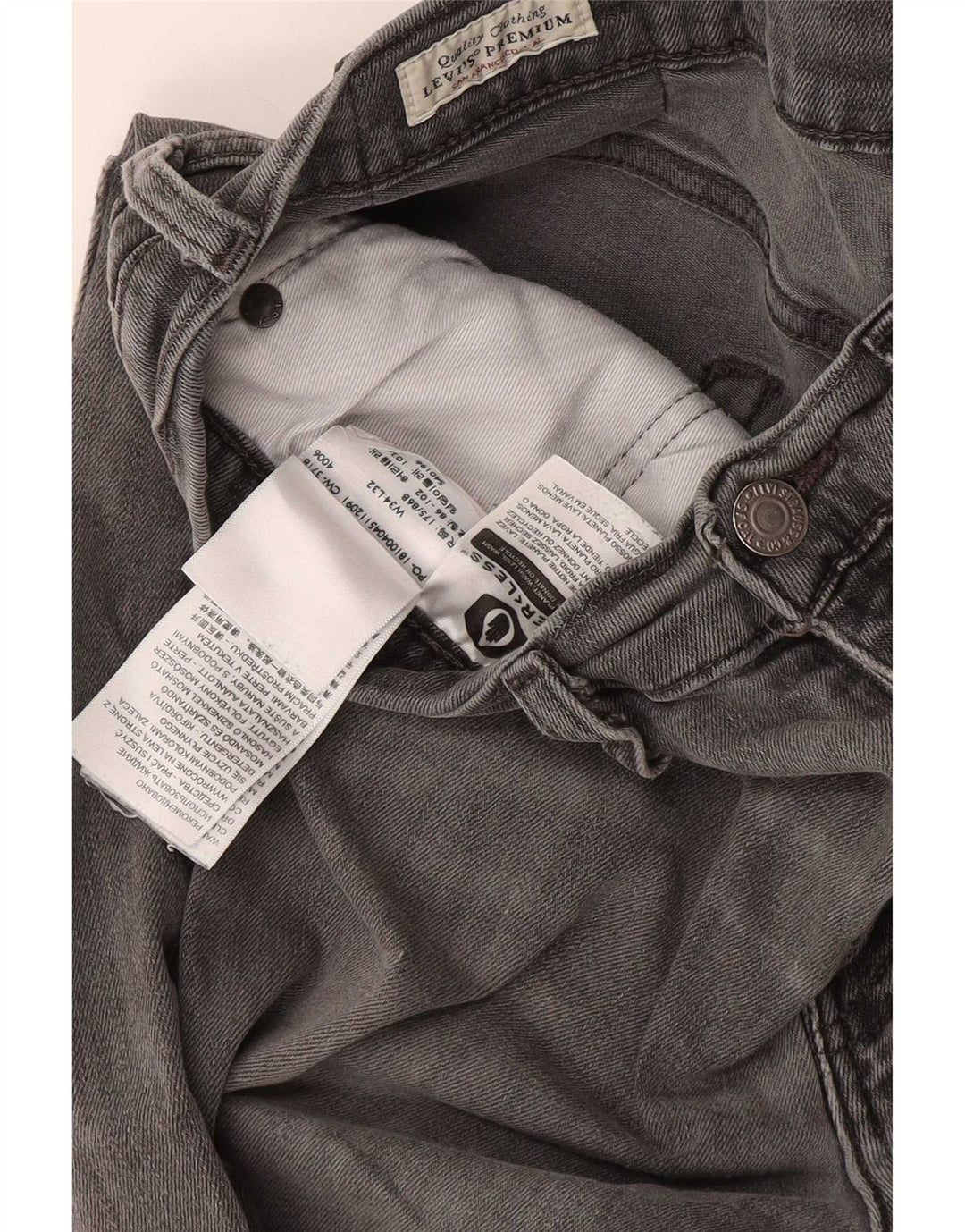 Levi's muške uske traperice W34 L32 sivi pamuk