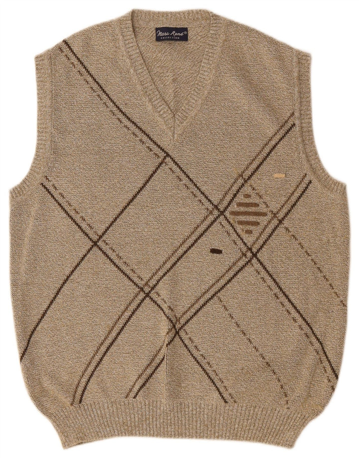 MARC RENE Muška majica bez rukava IT 48 Srednje bež Argyle/Diamond Cotton