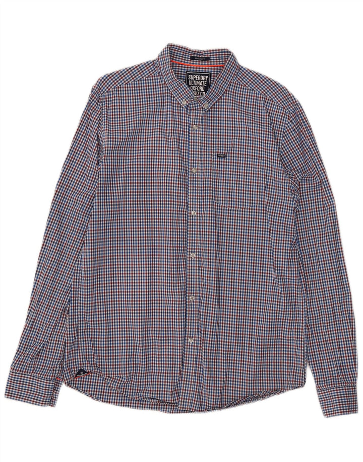 Superdry muška majica standardnog kroja XL plavi pamuk od ginghama