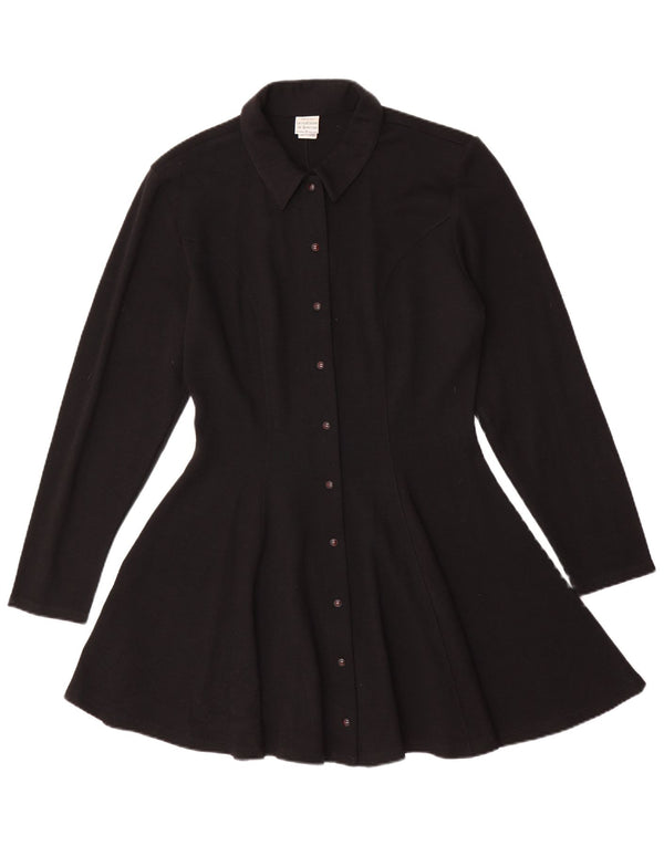 Benetton ženska pletena košulja haljina UK 14 srednje crna vuna