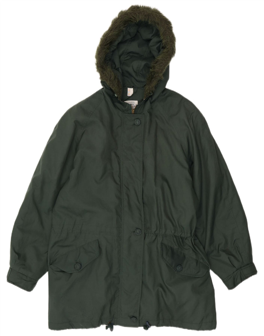 Vintage ženska jakna parka s kapuljačom UK 20 2XL zeleni poliester