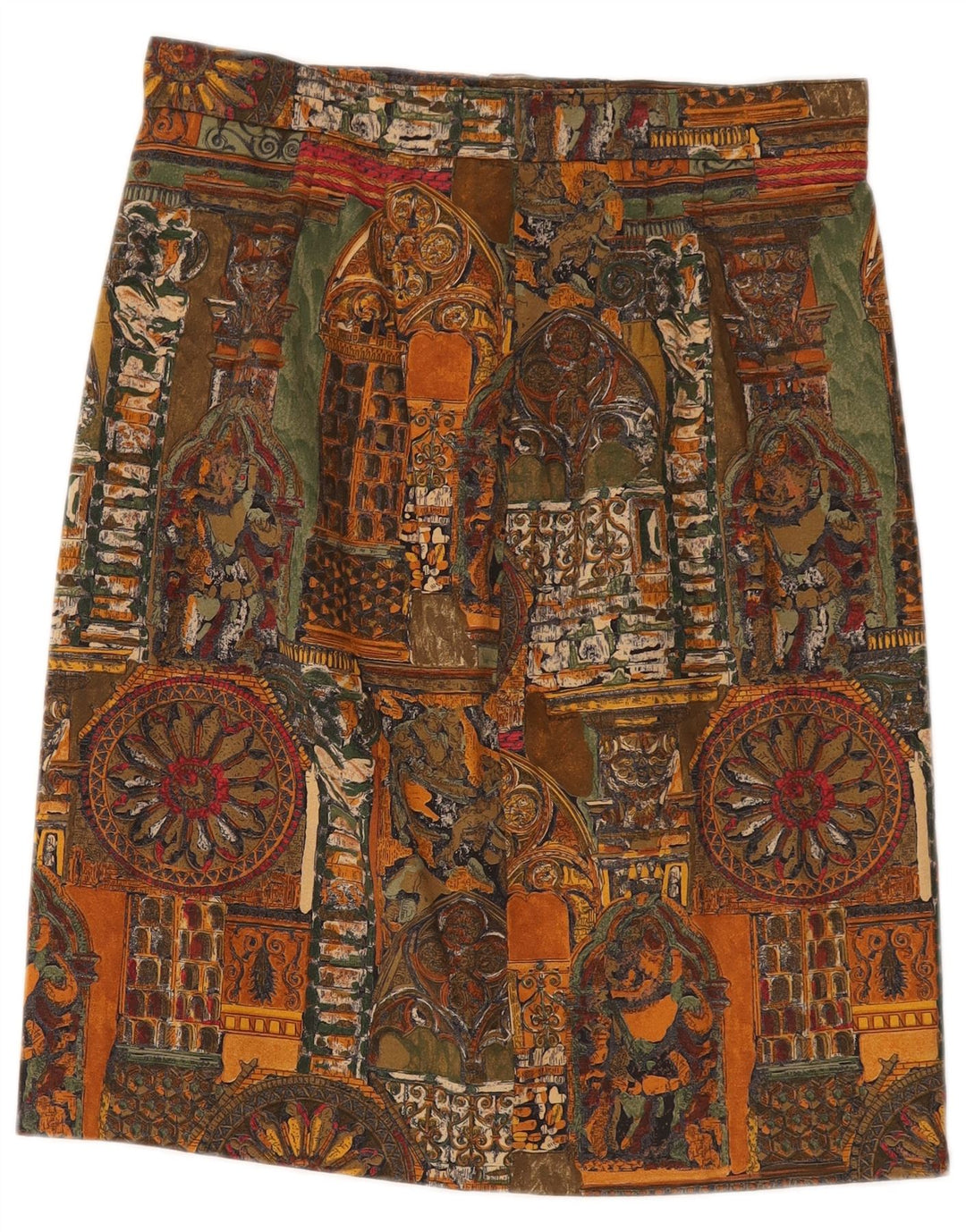 VINTAGE ženska ravna suknja s apstraktnim uzorkom W30 srednje višebojna