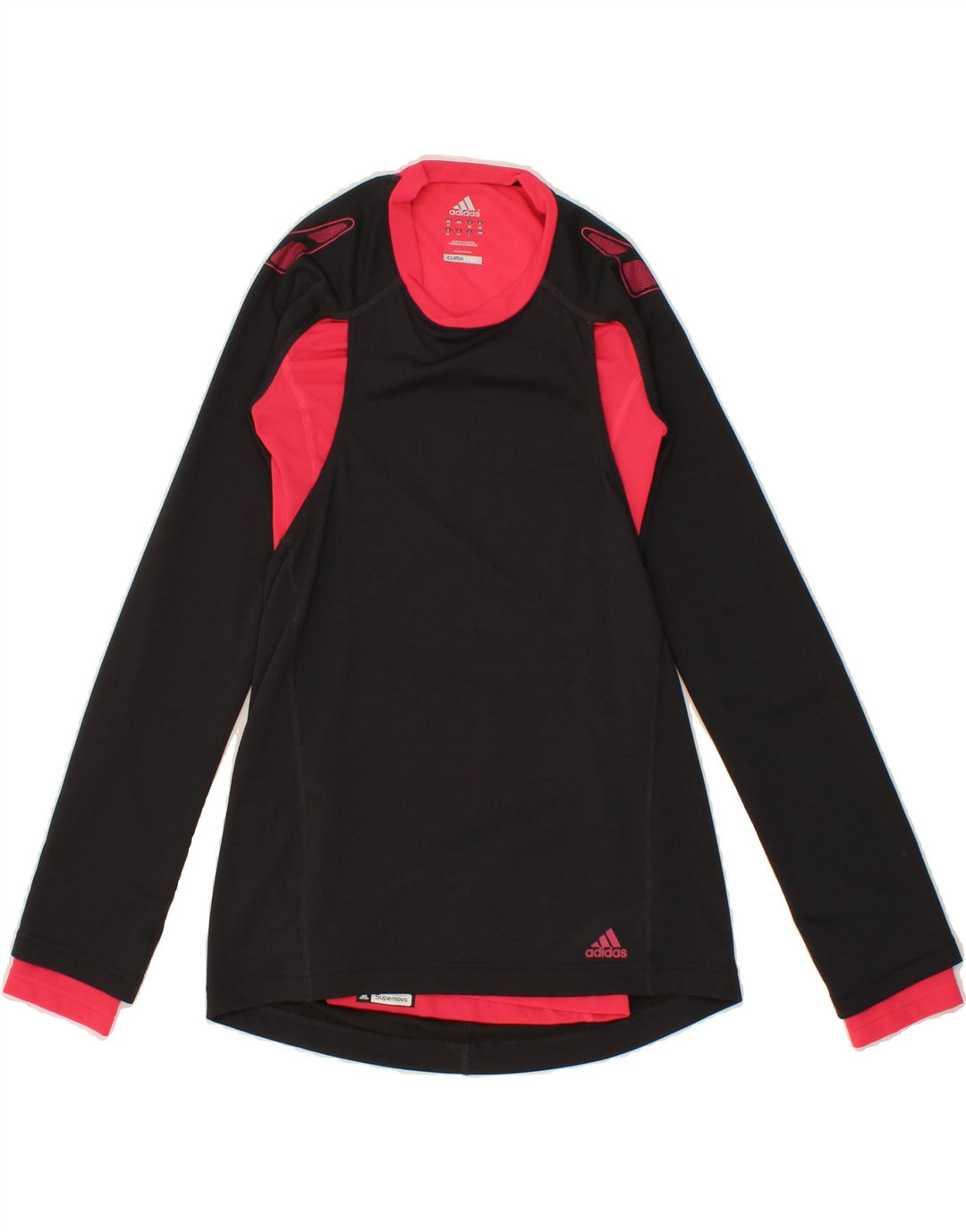 ADIDAS Womens Climacool Graphic Top Long Sleeve UK 12 Medium Black Vintage Adidas and Second-Hand Adidas from Messina Hembry 