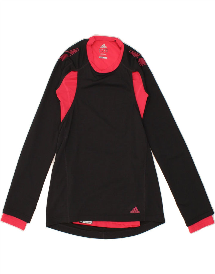 ADIDAS Womens Climacool Graphic Top Long Sleeve UK 12 Medium Black Vintage Adidas and Second-Hand Adidas from Messina Hembry 