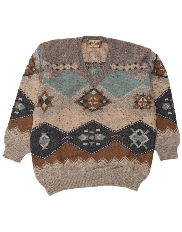 SOUTH COAST Muški džemper s V-izrezom IT 54 XL Siva Fair Isle vuna