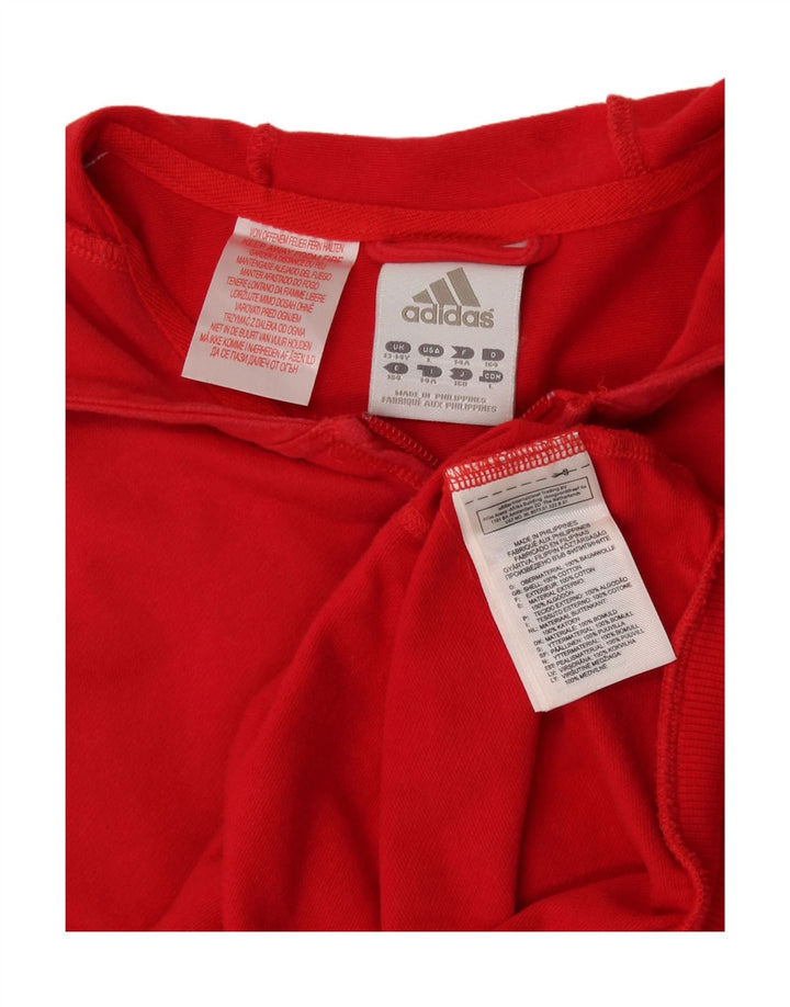 Adidas pulover s kapuljačom s patentnim zatvaračem za djevojčice 13-14 godina, crveni pamuk