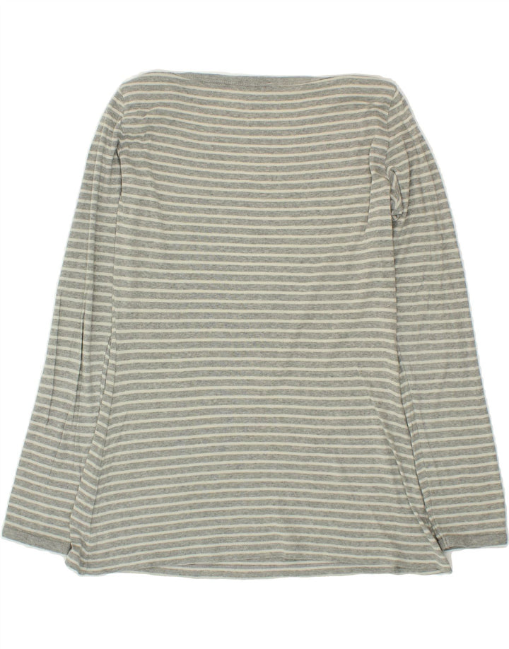 MAX & CO. Womens Top Long Sleeve UK 12 Medium Grey Striped Cotton Vintage Max & Co. and Second-Hand Max & Co. from Messina Hembry 