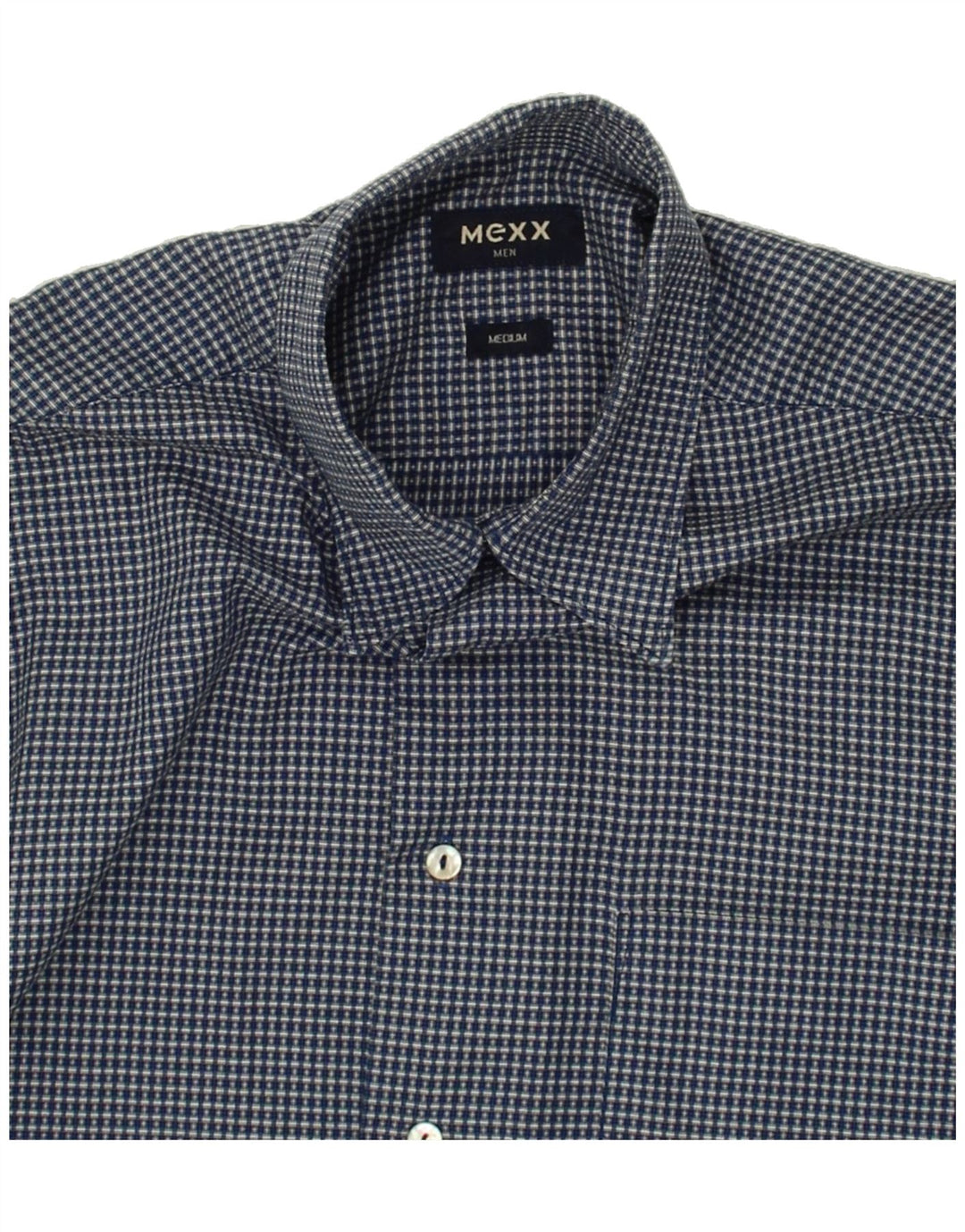 MEXX Mens Abstract Pattern Shirt Medium Navy Blue Cotton Vintage Mexx and Second-Hand Mexx from Messina Hembry 