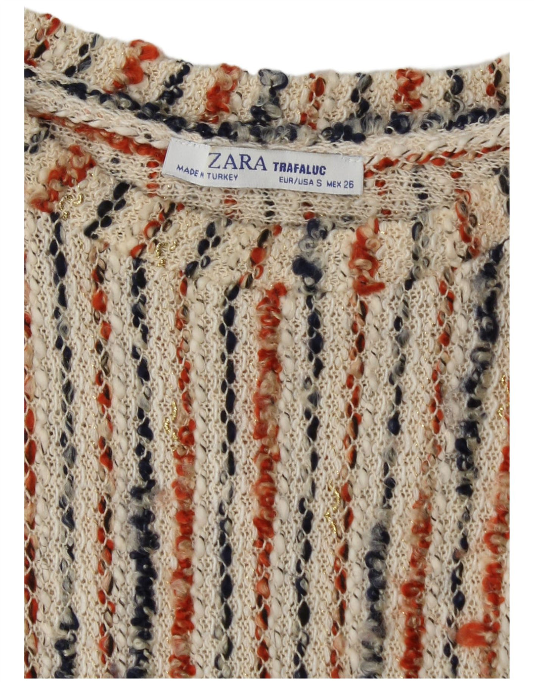 ZARA Ženska Trafaluc džemper haljina UK 8 Mala prljavo bijela prugasta