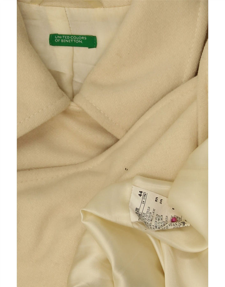 Benetton ženski kaput s dvorednim kopčanjem IT 44 srednje bijele vune