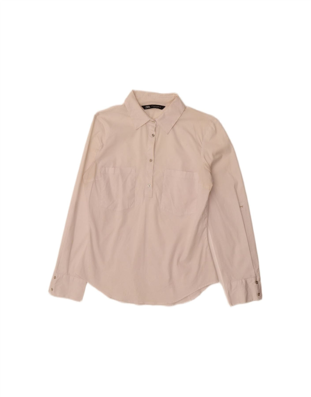 ZARA Womens Pullover Shirt UK 12 Medium Off White