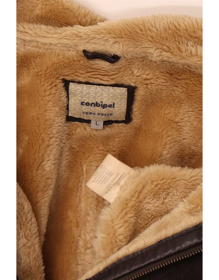 Conbipel Mens Sherpa kožna jakna UK 40 Large Brown