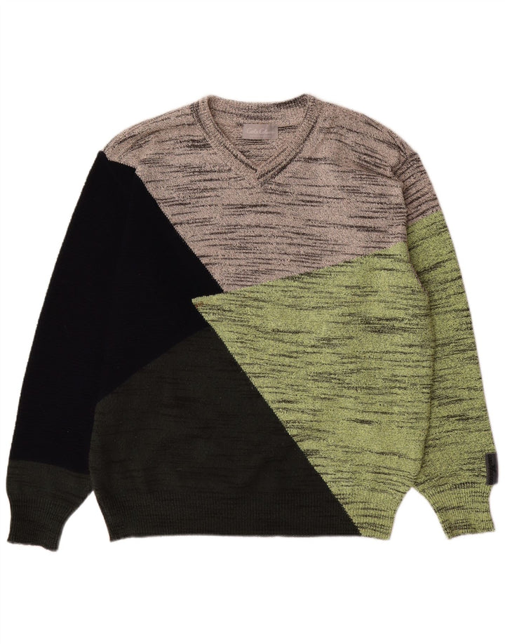 Carlo Colucci Mens V-Neck Jumper Sweater IT 52 Large Multicoloured
