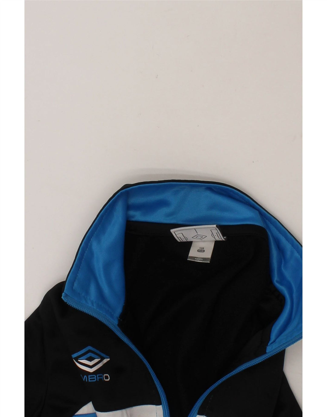 UMBRO Boys Tailored Tracksuit Top Jacket 7-8 Years Blue Colourblock Vintage Umbro and Second-Hand Umbro from Messina Hembry 