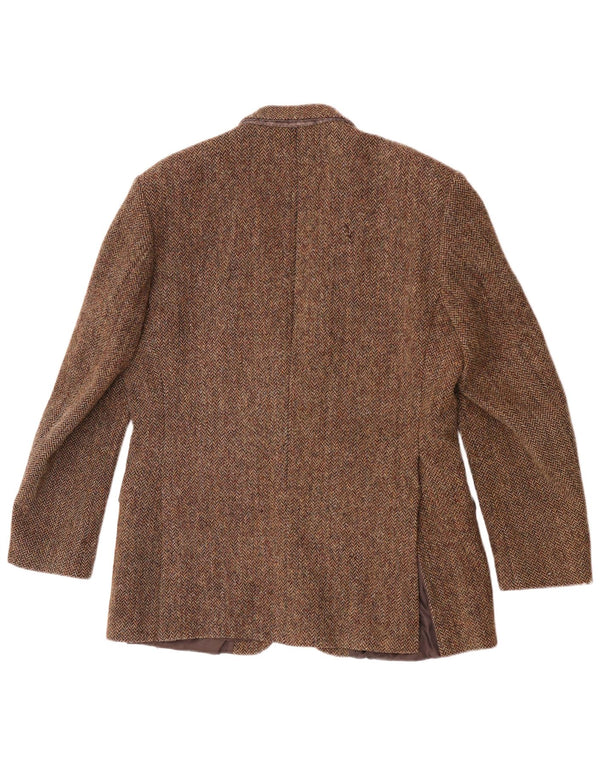 Harris Tweed Muški sako sa 2 gumba UK 40 Velika smeđa vuna riblja kost