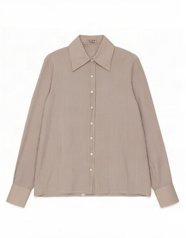 Vintage ženska košulja IT 46 Large Off White Pinstripe Svila