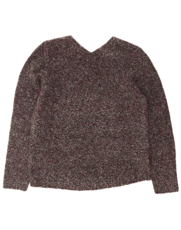 Kappa ženski džemper s V-izrezom UK 18 XL Bordo prošarani poliester