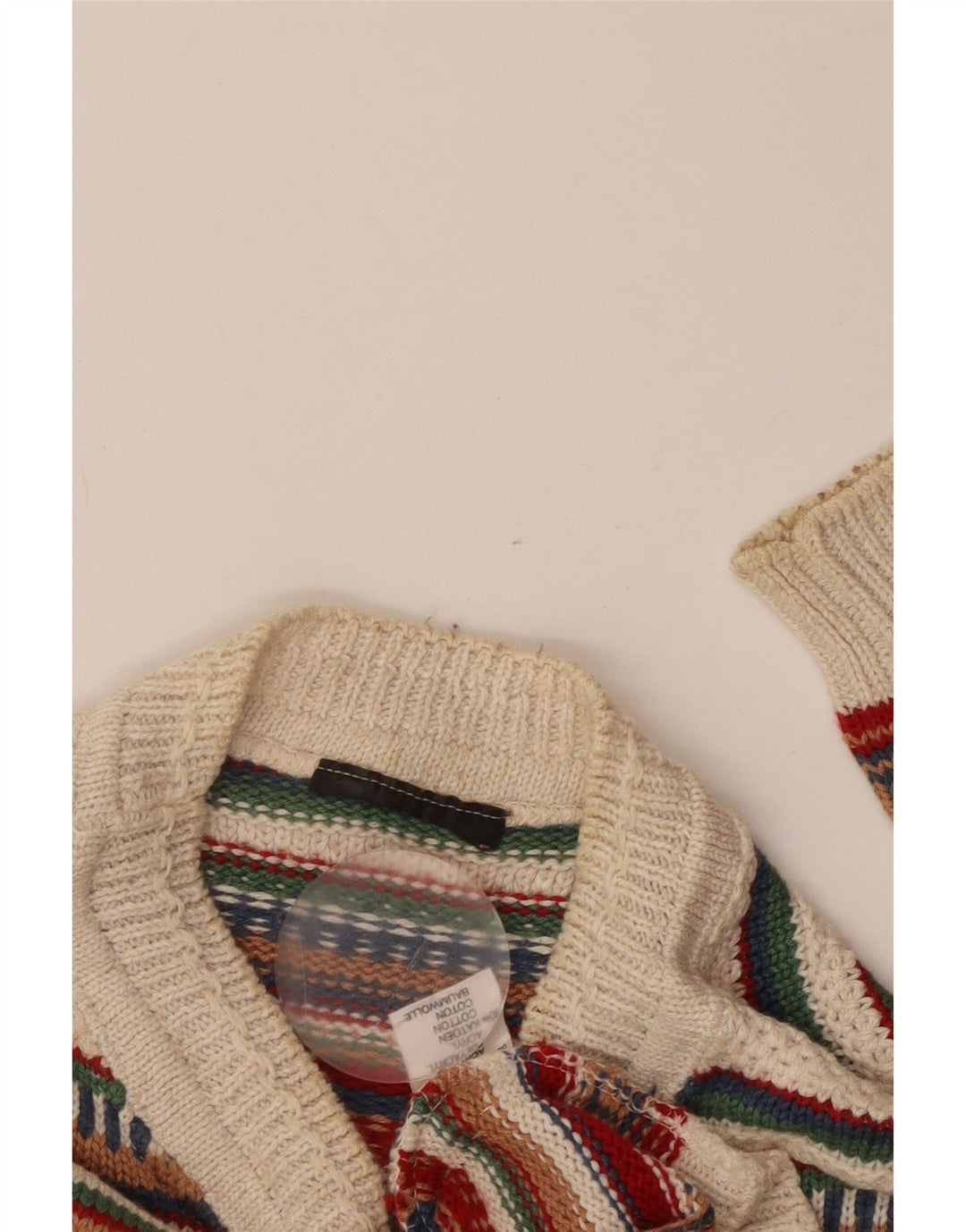 VINTAGE muški džemper s okruglim izrezom, srednje raznobojni prugasti akril