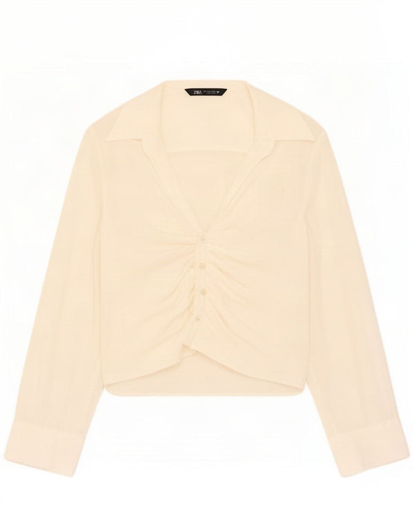 Zara ženska bluza košulja UK 10 Small Off White Modal