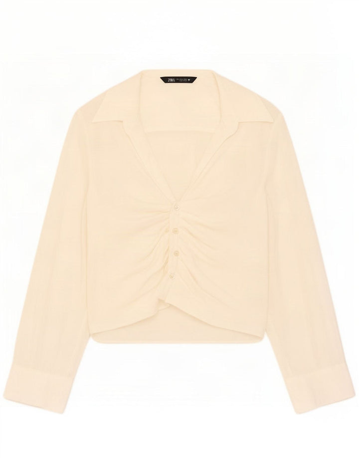Zara ženska bluza košulja UK 10 Small Off White Modal