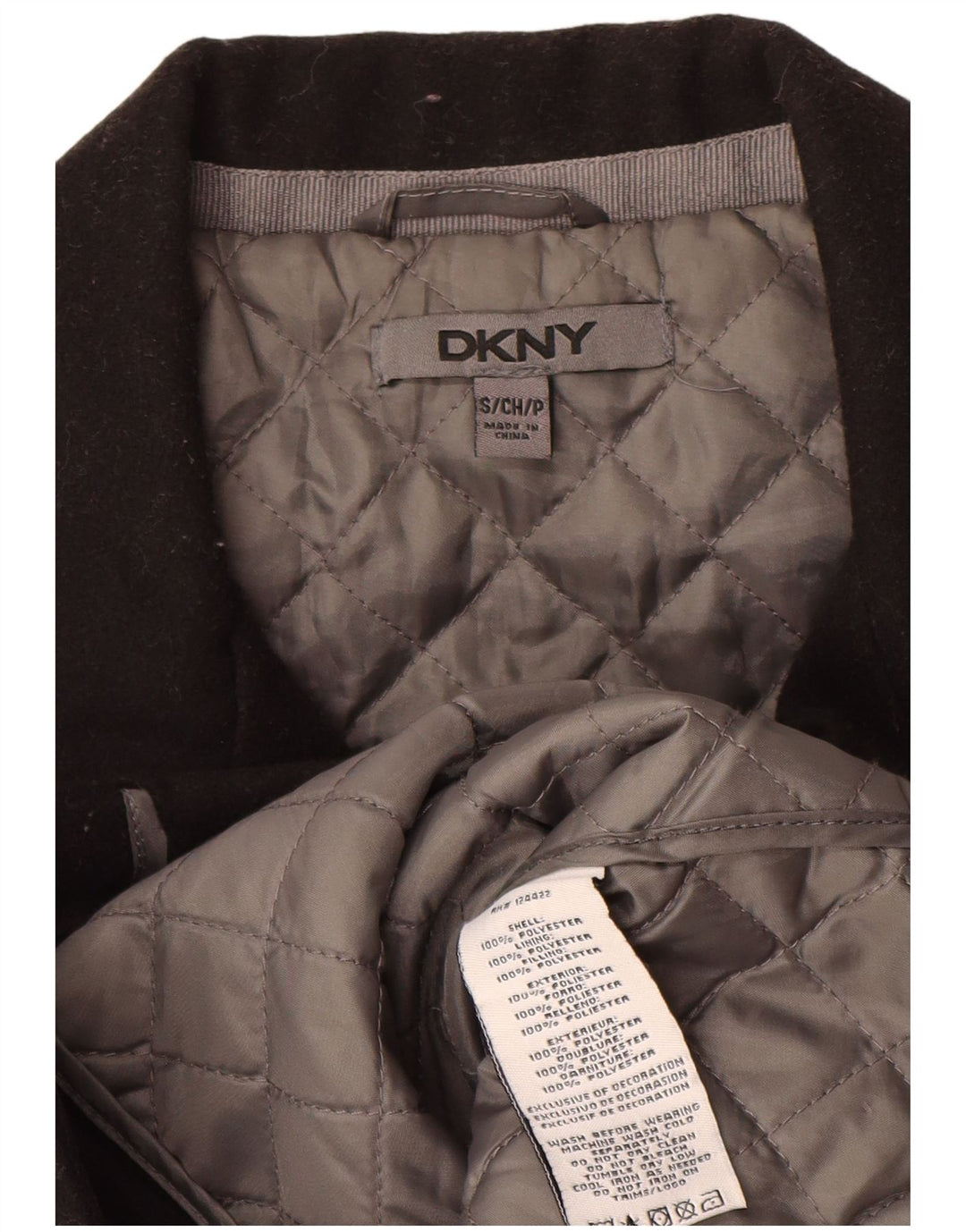 Dkny ženski graškasti kaput UK 10 mali crni poliester u boji