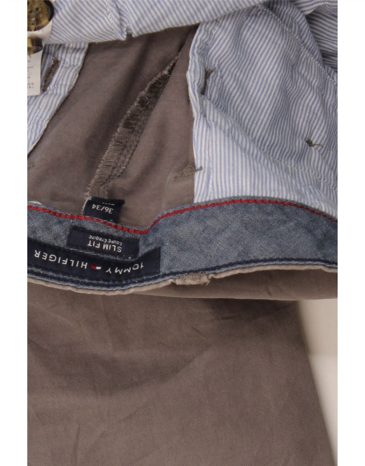 TOMMY HILFIGER Muške uske chino hlače W36 L31 Sivi pamuk