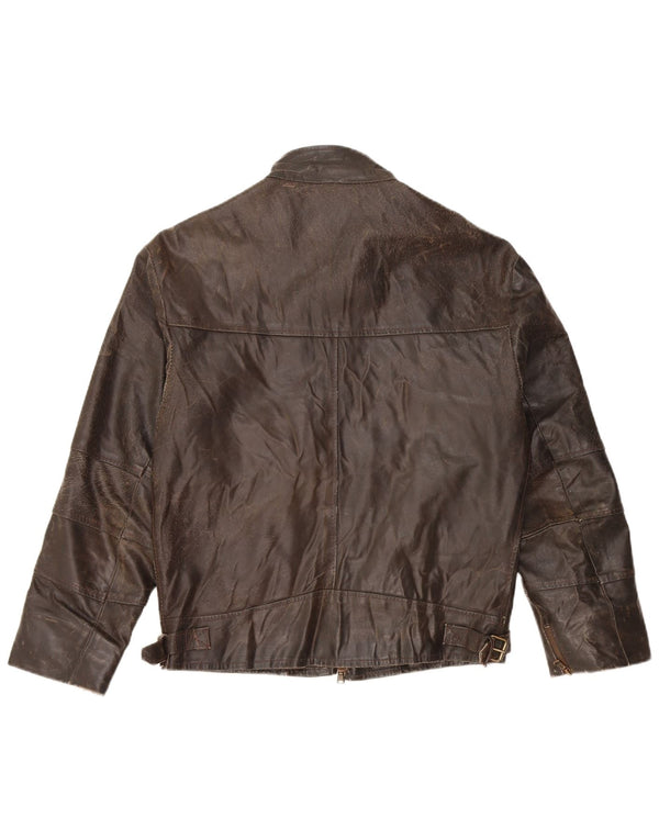 VINTAGE ženska kožna jakna 3/4 rukava UK 14 srednje smeđa koža