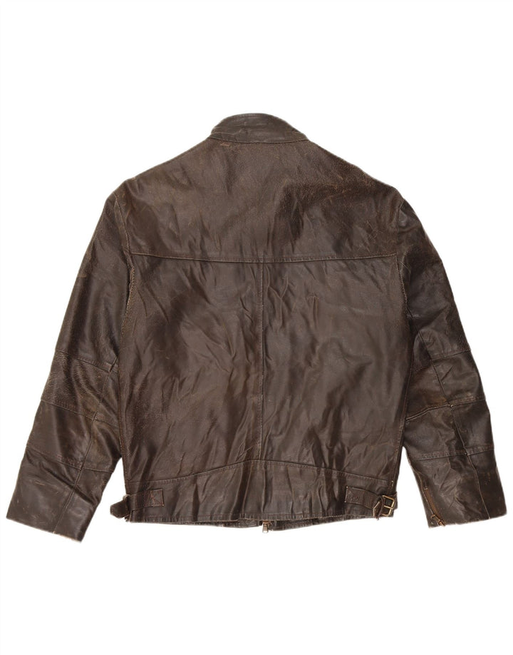 VINTAGE ženska kožna jakna 3/4 rukava UK 14 srednje smeđa koža