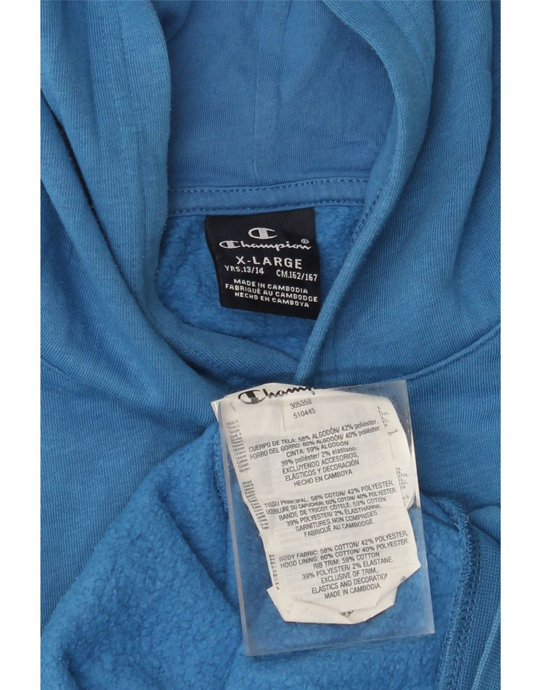 CHAMPION Džemper s kapuljačom s kapuljačom za dječake 13-14 godina XL plavi pamuk